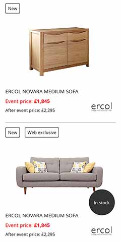 Product listing mobile