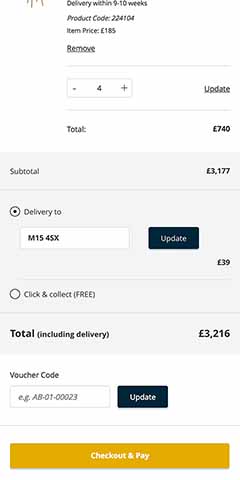 Basket and checkout mobile