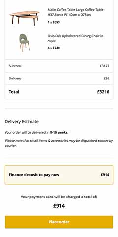 Basket and checkout mobile