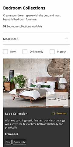 Category listing page on mobile