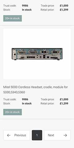 Product listing on mobile