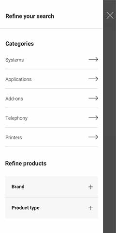Product filtering on mobile